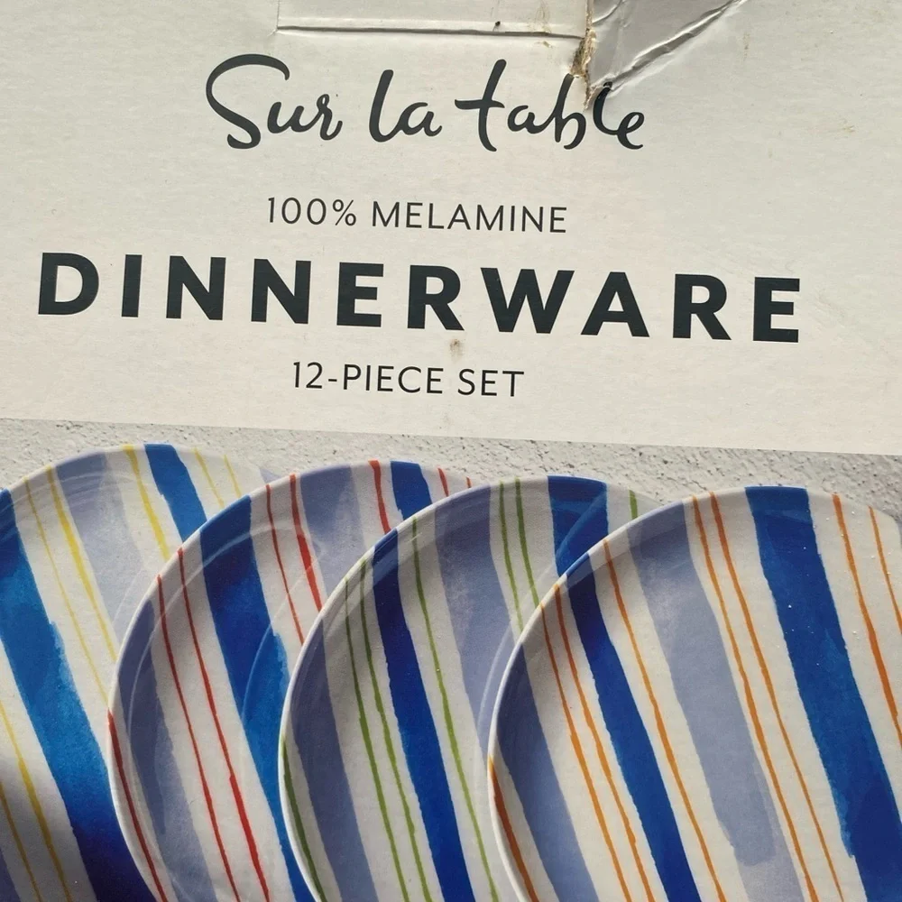 Sur La Table 12-Piece Multicolor Melamine Dinnerware Set 4 Place Settings